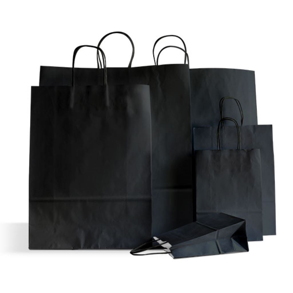 Black Toptwist Carrier Bags