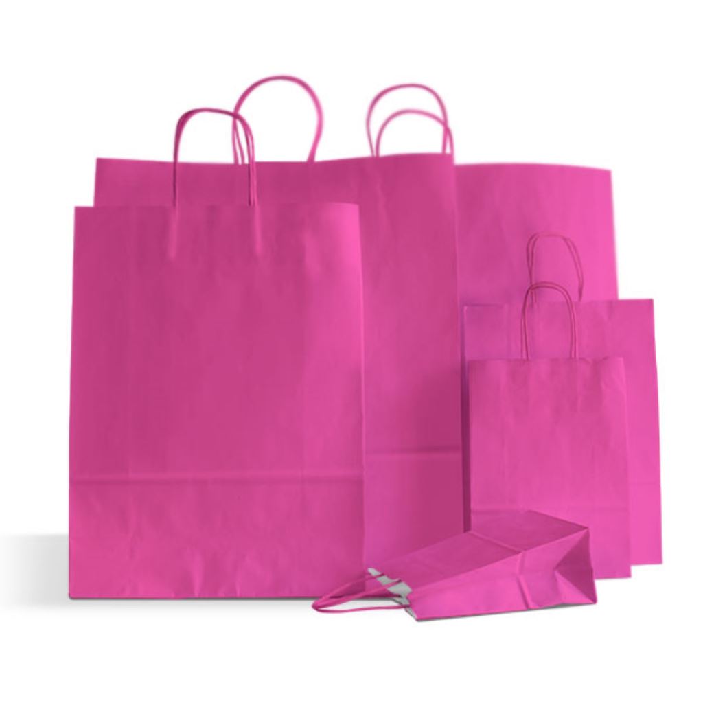 Cerise Toptwist Carrier Bags